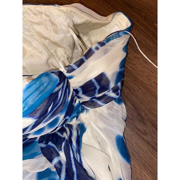 Tibi Silk Chiffon strapless Maxi Dress Blue White/off white Size 6 - Picture 10 of 14